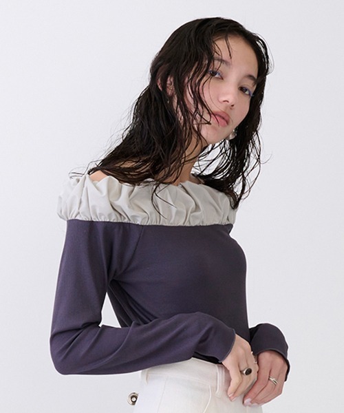 petit main LIEN(プティマインリアン)の「【LADIES】バルーン衿ロンT(Tシャツ/カットソー・レディース・チャコール/オフホワイト/ブラック・FREE)」の17枚目の写真