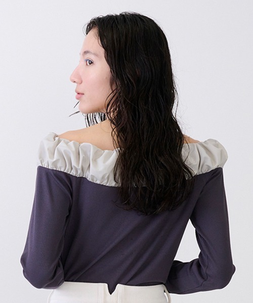 petit main LIEN(プティマインリアン)の「【LADIES】バルーン衿ロンT(Tシャツ/カットソー・レディース・チャコール/オフホワイト/ブラック・FREE)」の19枚目の写真