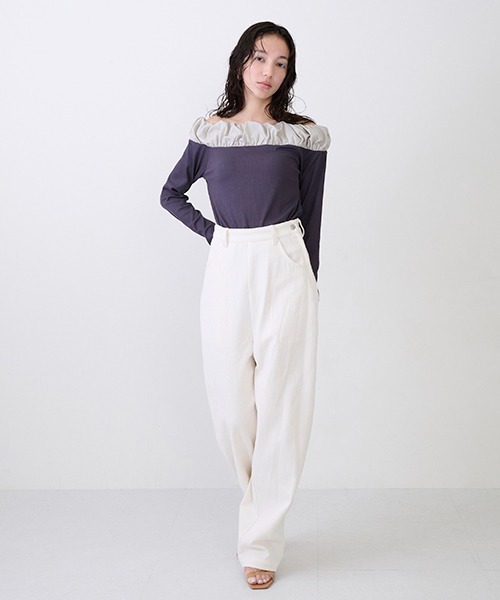 petit main LIEN(プティマインリアン)の「【LADIES】バルーン衿ロンT(Tシャツ/カットソー・レディース・チャコール/オフホワイト/ブラック・FREE)」の20枚目の写真