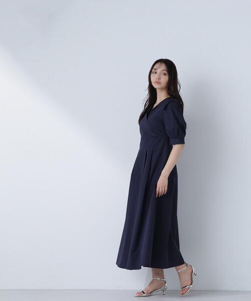 NATURAL BEAUTY BASIC（ナチュラルビューティーベーシック）の「◇カシュクールシャツワンピース（シャツワンピース・レディース・ネイビー/ブルー系その他6/マジェンタ・MEDIUM/SMALL）」の2枚目の写真