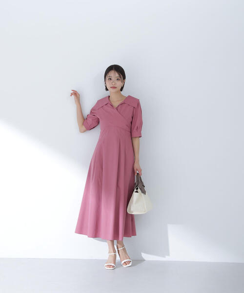 NATURAL BEAUTY BASIC（ナチュラルビューティーベーシック）の「◇カシュクールシャツワンピース（シャツワンピース・レディース・ネイビー/ブルー系その他6/マジェンタ・MEDIUM/SMALL）」の6枚目の写真