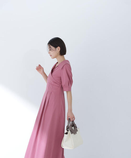 NATURAL BEAUTY BASIC（ナチュラルビューティーベーシック）の「◇カシュクールシャツワンピース（シャツワンピース・レディース・ネイビー/ブルー系その他6/マジェンタ・MEDIUM/SMALL）」の7枚目の写真