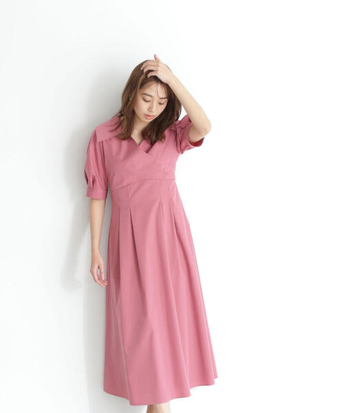 NATURAL BEAUTY BASIC（ナチュラルビューティーベーシック）の「◇カシュクールシャツワンピース（シャツワンピース・レディース・ネイビー/ブルー系その他6/マジェンタ・MEDIUM/SMALL）」の11枚目の写真