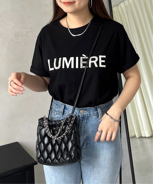 prose verse（プロズヴェール）の「フロッキーロゴパール付きTシャツ（Tシャツ/カットソー・レディース・オフホワイト/ブラック・MEDIUM）」の2枚目の写真