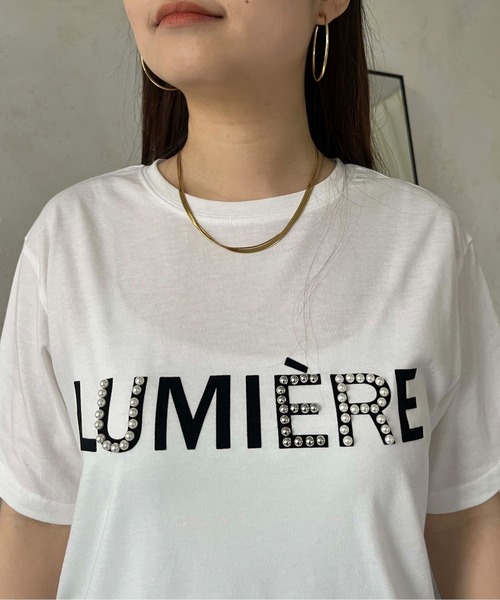 prose verse（プロズヴェール）の「フロッキーロゴパール付きTシャツ（Tシャツ/カットソー・レディース・オフホワイト/ブラック・MEDIUM）」の21枚目の写真