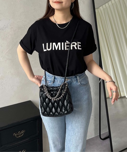 prose verse（プロズヴェール）の「フロッキーロゴパール付きTシャツ（Tシャツ/カットソー・レディース・オフホワイト/ブラック・MEDIUM）」の11枚目の写真
