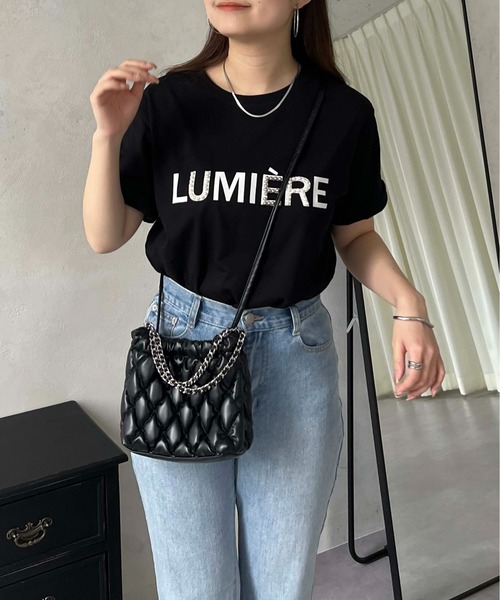 prose verse（プロズヴェール）の「フロッキーロゴパール付きTシャツ（Tシャツ/カットソー・レディース・オフホワイト/ブラック・MEDIUM）」の4枚目の写真