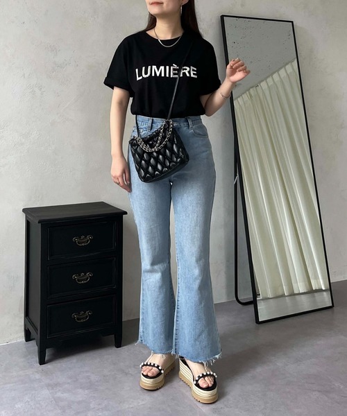 prose verse（プロズヴェール）の「フロッキーロゴパール付きTシャツ（Tシャツ/カットソー・レディース・オフホワイト/ブラック・MEDIUM）」の5枚目の写真