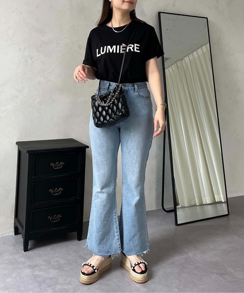 prose verse（プロズヴェール）の「フロッキーロゴパール付きTシャツ（Tシャツ/カットソー・レディース・オフホワイト/ブラック・MEDIUM）」の7枚目の写真