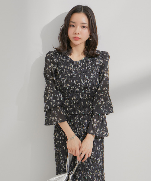 VIS(ビス)の「花柄シャーリングブラウス(シャツ/ブラウス・レディース・オレンジ系その他/ブラック系その他・FREE)」の20枚目の写真