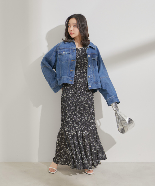 VIS(ビス)の「花柄シャーリングブラウス(シャツ/ブラウス・レディース・オレンジ系その他/ブラック系その他・FREE)」の3枚目の写真