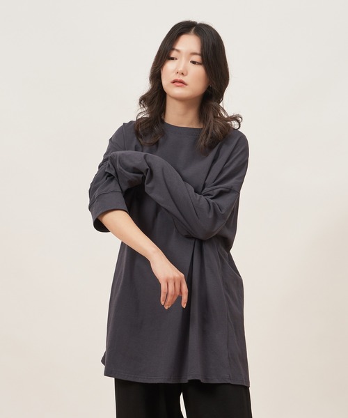 ROCOCO(ロココ)の「ゆったりトレンドTシャツ(Tシャツ/カットソー・レディース・チャコールグレー/アイボリー/ブラック・M~L)」の4枚目の写真