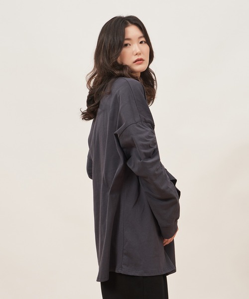 ROCOCO(ロココ)の「ゆったりトレンドTシャツ(Tシャツ/カットソー・レディース・チャコールグレー/アイボリー/ブラック・M~L)」の5枚目の写真
