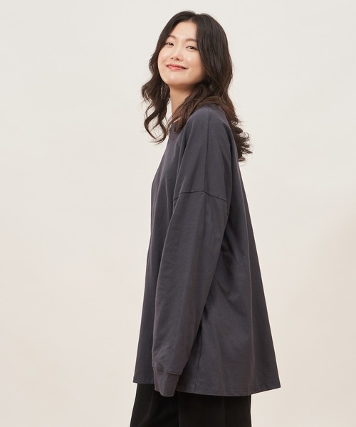 ROCOCO(ロココ)の「ゆったりトレンドTシャツ(Tシャツ/カットソー・レディース・チャコールグレー/アイボリー/ブラック・M~L)」の6枚目の写真