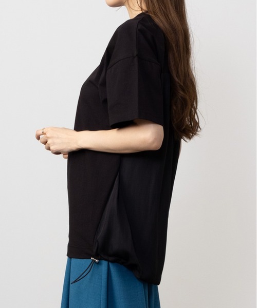 HusHusH（ハッシュアッシュ）の「HusHusH ハッシュアッシュ シルケット 異素材切り替えＴシャツ（Tシャツ/カットソー・レディース・ブラック/グレイッシュベージュ・L/M/S）」の4枚目の写真