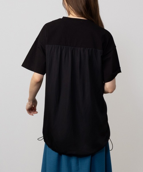 HusHusH（ハッシュアッシュ）の「HusHusH ハッシュアッシュ シルケット 異素材切り替えＴシャツ（Tシャツ/カットソー・レディース・ブラック/グレイッシュベージュ・L/M/S）」の5枚目の写真