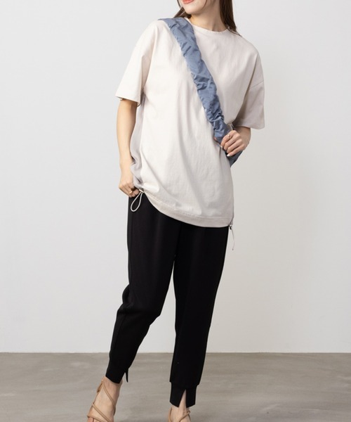 HusHusH（ハッシュアッシュ）の「HusHusH ハッシュアッシュ シルケット 異素材切り替えＴシャツ（Tシャツ/カットソー・レディース・ブラック/グレイッシュベージュ・L/M/S）」の6枚目の写真