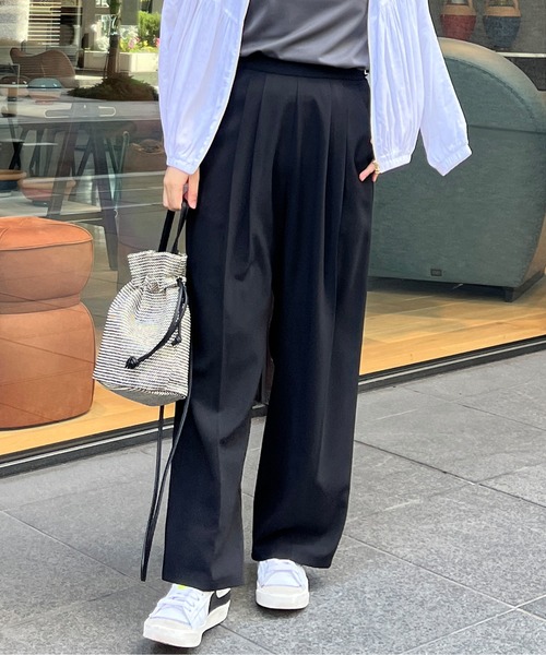 Chez toi(シェトワ)の「ツータックワイドパンツ(その他パンツ・レディース・アイボリー/ブラック/カーキ・FREE)」の3枚目の写真