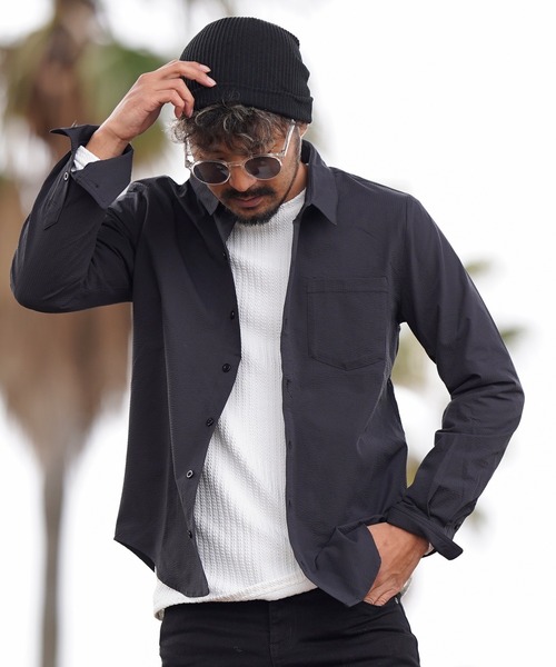 adamsJUGGLER(アダムスジャグラー)の「24/シアサッカーロングシャツ(シャツ/ブラウス・メンズ・ホワイト/ブラック・S/M/L/XL/XXL)」の22枚目の写真