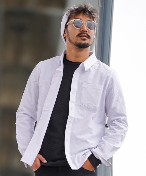 adamsJUGGLER(アダムスジャグラー)の「24/シアサッカーロングシャツ(シャツ/ブラウス・メンズ・ホワイト/ブラック・S/M/L/XL/XXL)」の16枚目の写真