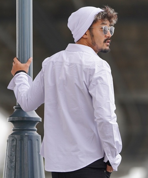 adamsJUGGLER(アダムスジャグラー)の「24/シアサッカーロングシャツ(シャツ/ブラウス・メンズ・ホワイト/ブラック・S/M/L/XL/XXL)」の18枚目の写真
