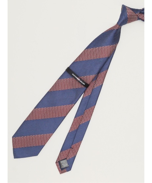 Alexander Julian（アレキサンダージュリアン）の「アレキサンダージュリアン リネン混 ストライプ柄 ネクタイ 8.0cm幅（ネクタイ・メンズ・グリーン/ネイビー・FREE）」の2枚目の写真