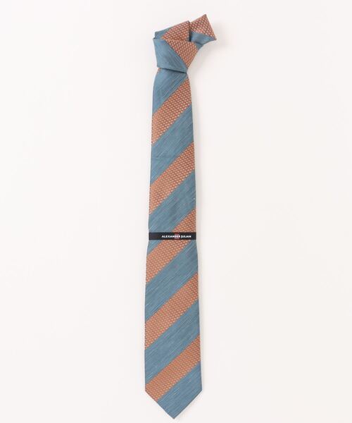 Alexander Julian（アレキサンダージュリアン）の「アレキサンダージュリアン リネン混 ストライプ柄 ネクタイ 8.0cm幅（ネクタイ・メンズ・グリーン/ネイビー・FREE）」の4枚目の写真