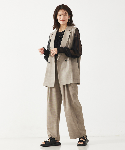 abahouse mavie（アバハウスマヴィ）の「【セットアップ対応】メランジ調ストレートパンツ/リネンライクタックストレートパンツ/セミオケ（その他パンツ・レディース・ブラック/ライトブラウン/グレー/ベージュ・36/38）」の8枚目の写真