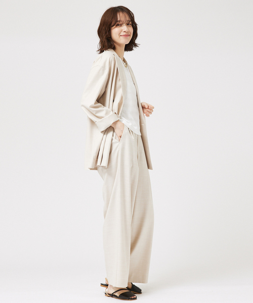 abahouse mavie（アバハウスマヴィ）の「【セットアップ対応】メランジ調ストレートパンツ/リネンライクタックストレートパンツ/セミオケ（その他パンツ・レディース・ブラック/ライトブラウン/グレー/ベージュ・36/38）」の14枚目の写真