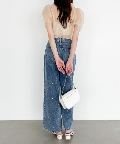 Heather(ヘザー)の「パールデニムパンツ 111638(デニムパンツ・レディース・ライトブルー/ケミカルウォッシュ・M/S)」の4枚目の写真