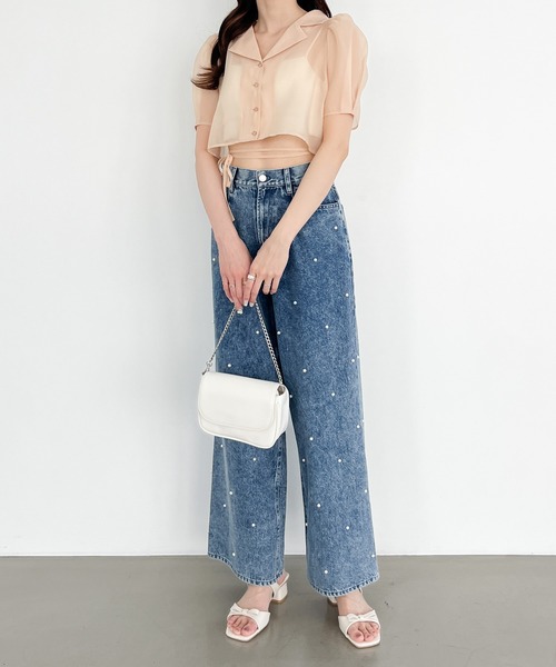 Heather(ヘザー)の「パールデニムパンツ 111638(デニムパンツ・レディース・ライトブルー/ケミカルウォッシュ・M/S)」の5枚目の写真