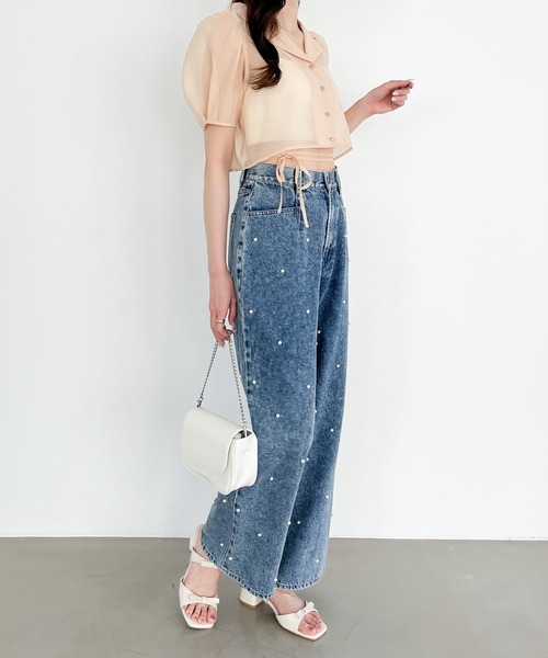 Heather(ヘザー)の「パールデニムパンツ 111638(デニムパンツ・レディース・ライトブルー/ケミカルウォッシュ・M/S)」の6枚目の写真