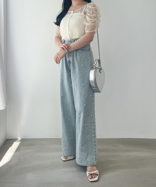 Heather(ヘザー)の「パールデニムパンツ 111638(デニムパンツ・レディース・ライトブルー/ケミカルウォッシュ・M/S)」の11枚目の写真