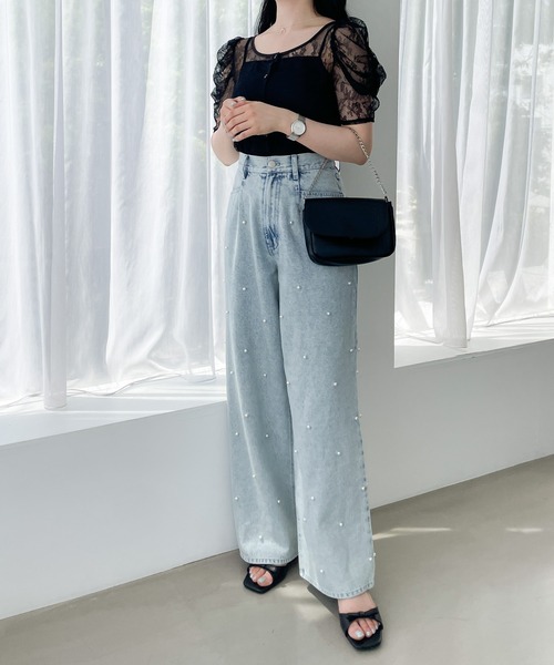 Heather(ヘザー)の「パールデニムパンツ 111638(デニムパンツ・レディース・ライトブルー/ケミカルウォッシュ・M/S)」の14枚目の写真