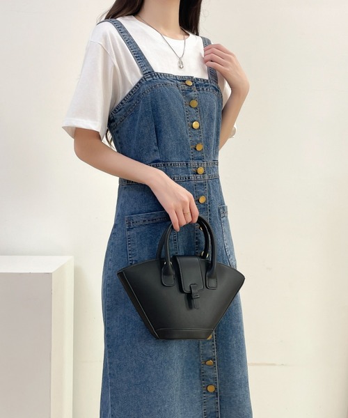 デニムリメイク★なんと！丈フリー変型サロペット セール】クロップド丈デニムサロペット（サロペット