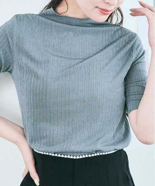 kirakiraShop(キラキラショップ)の「スーパー ストレッチ ソフト リブ トップス 半袖(Tシャツ/カットソー・レディース・ブラック/ベージュ系その他/アイボリー/ブルー系その他/イエロー系その他・S/M/L/XL)」の4枚目の写真