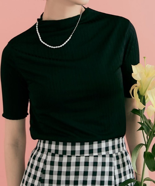 kirakiraShop(キラキラショップ)の「スーパー ストレッチ ソフト リブ トップス 半袖(Tシャツ/カットソー・レディース・ブラック/ベージュ系その他/アイボリー/ブルー系その他/イエロー系その他・S/M/L/XL)」の1枚目の写真