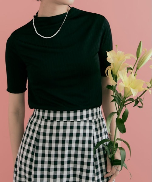 kirakiraShop(キラキラショップ)の「スーパー ストレッチ ソフト リブ トップス 半袖(Tシャツ/カットソー・レディース・ブラック/ベージュ系その他/アイボリー/ブルー系その他/イエロー系その他・S/M/L/XL)」の9枚目の写真