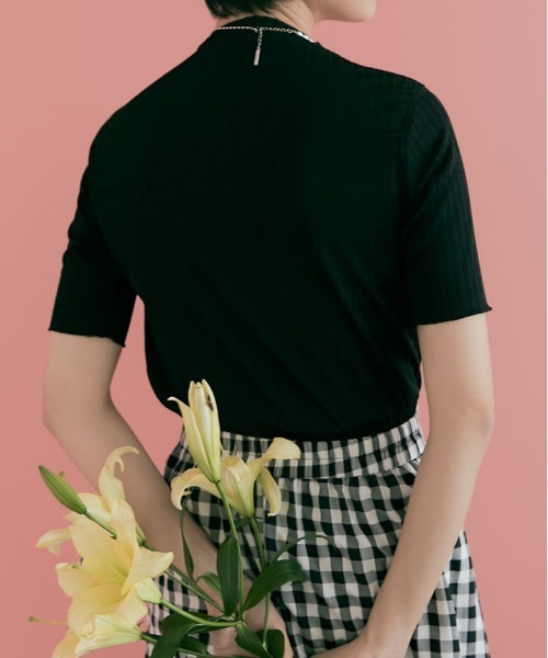 kirakiraShop(キラキラショップ)の「スーパー ストレッチ ソフト リブ トップス 半袖(Tシャツ/カットソー・レディース・ブラック/ベージュ系その他/アイボリー/ブルー系その他/イエロー系その他・S/M/L/XL)」の12枚目の写真