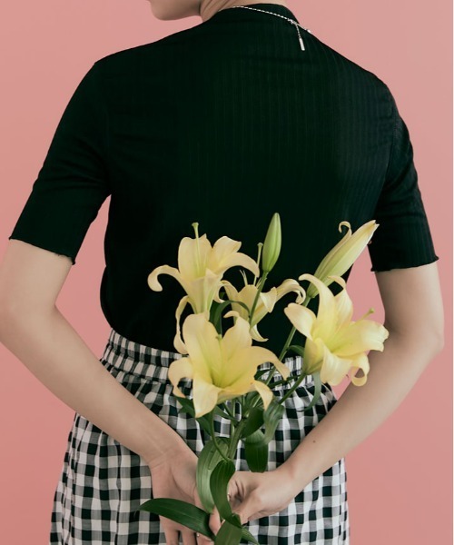 kirakiraShop(キラキラショップ)の「スーパー ストレッチ ソフト リブ トップス 半袖(Tシャツ/カットソー・レディース・ブラック/ベージュ系その他/アイボリー/ブルー系その他/イエロー系その他・S/M/L/XL)」の13枚目の写真