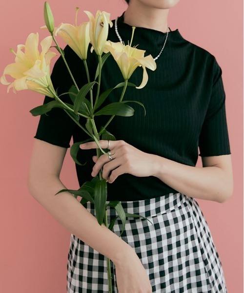 kirakiraShop(キラキラショップ)の「スーパー ストレッチ ソフト リブ トップス 半袖(Tシャツ/カットソー・レディース・ブラック/ベージュ系その他/アイボリー/ブルー系その他/イエロー系その他・S/M/L/XL)」の14枚目の写真