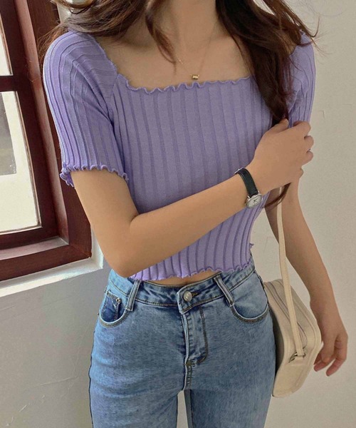 NANEA(ナネア)の「クロップド丈オフショルダートップス(Tシャツ/カットソー・レディース・ホワイト/ブラック/パープル/グリーン/ピンク・フリー)」の16枚目の写真