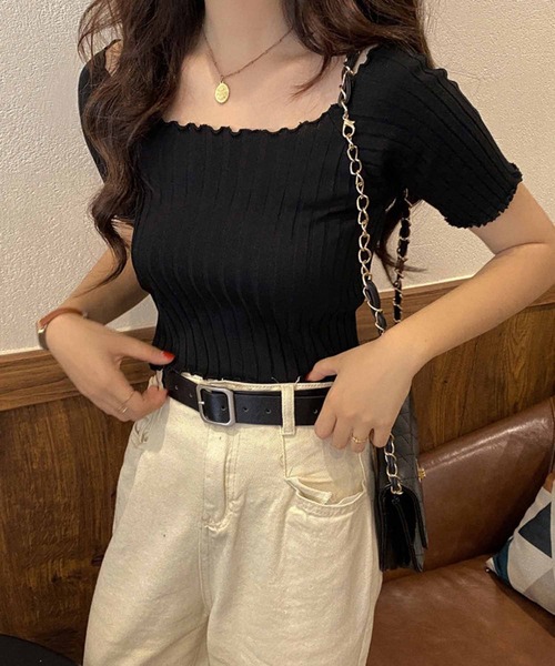 NANEA(ナネア)の「クロップド丈オフショルダートップス(Tシャツ/カットソー・レディース・ホワイト/ブラック/パープル/グリーン/ピンク・フリー)」の18枚目の写真