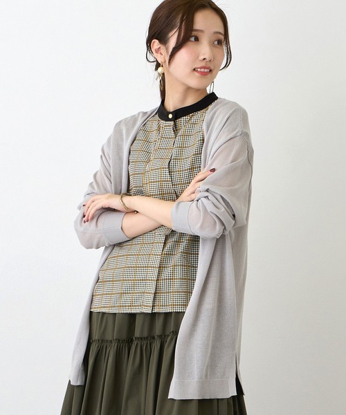 NICOLE white(ニコルホワイト)の「接触冷感 シアーニット カーディガン(カーディガン/ボレロ・レディース・ブラック/オフホワイト/グレー/ミント/イエロー・FREE)」の4枚目の写真