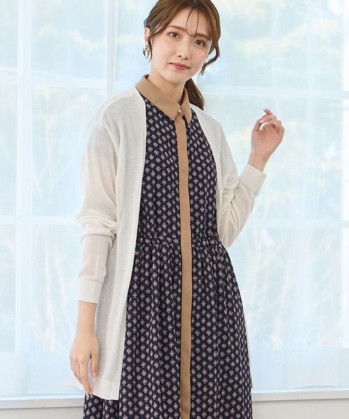 NICOLE white(ニコルホワイト)の「接触冷感 シアーニット カーディガン(カーディガン/ボレロ・レディース・ブラック/オフホワイト/グレー/ミント/イエロー・FREE)」の2枚目の写真