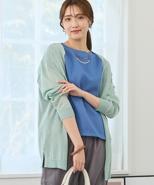 NICOLE white(ニコルホワイト)の「接触冷感 シアーニット カーディガン(カーディガン/ボレロ・レディース・ブラック/オフホワイト/グレー/ミント/イエロー・FREE)」の5枚目の写真