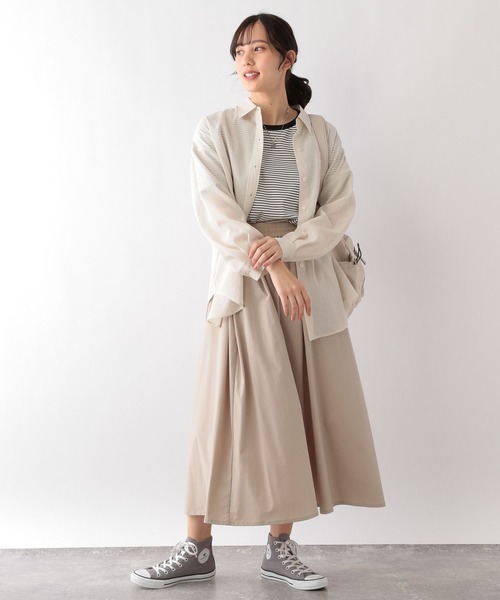 GLOBAL WORK（グローバルワーク）の「エアかる多機能フレアスカート/107978（スカート・レディース・ブラック/ベージュ・FREE）」の6枚目の写真