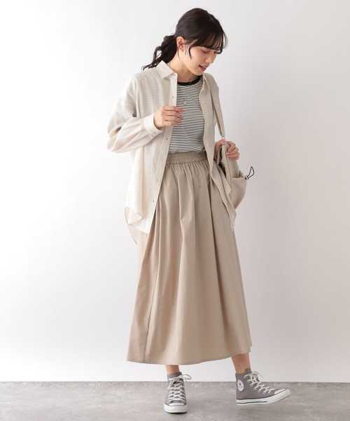 GLOBAL WORK（グローバルワーク）の「エアかる多機能フレアスカート/107978（スカート・レディース・ブラック/ベージュ・FREE）」の7枚目の写真