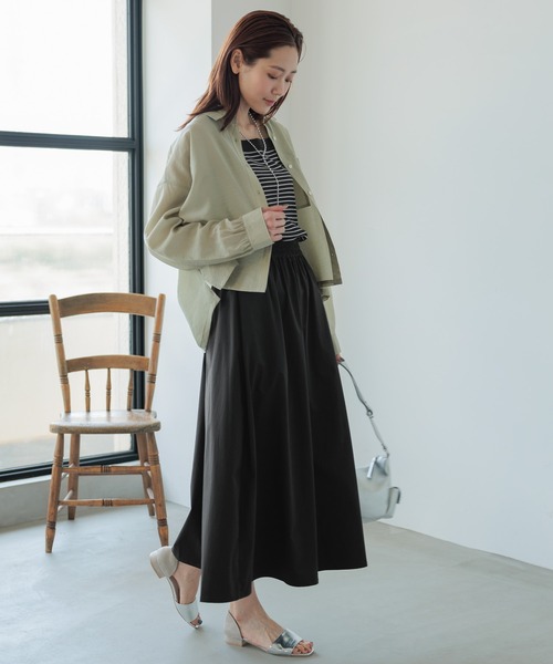 GLOBAL WORK（グローバルワーク）の「エアかる多機能フレアスカート/107978（スカート・レディース・ブラック/ベージュ・FREE）」の17枚目の写真