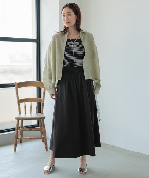 GLOBAL WORK（グローバルワーク）の「エアかる多機能フレアスカート/107978（スカート・レディース・ブラック/ベージュ・FREE）」の19枚目の写真